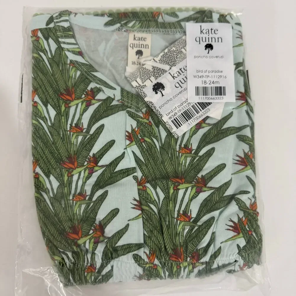 Kate Quinn Birds of Paradise Poncho Coverup Size 18-24 Months Bamboo